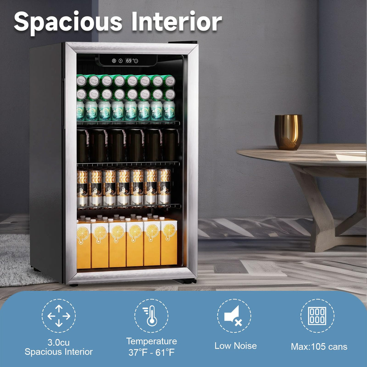 DOGHLY 1.7 Cu.ft Mini Fridge Glass Door, 72 Cans Beverage Refrigerator Jansha Store