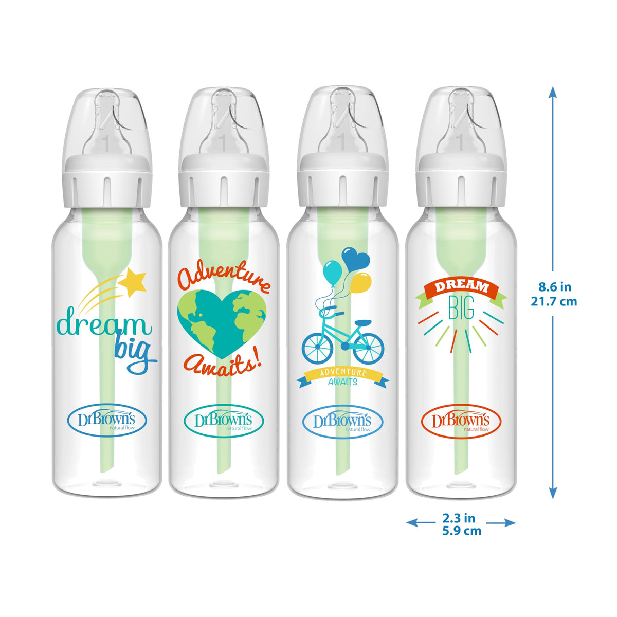 Dr. Brown's Anti-Colic Options+ Narrow Baby Bottle, Clear, 4 oz, 4-Pack Jansha Store