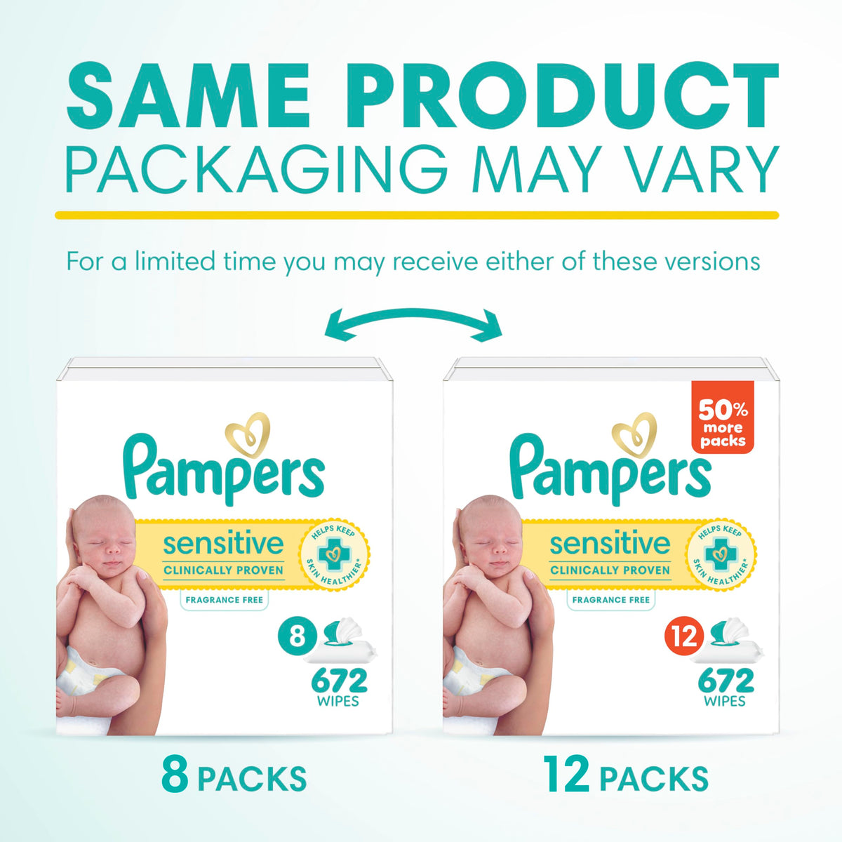Pampers Sensitive Baby Wipes, Unscented, Fragrance Free, Clinically Proven, Water Based, Hypoallergenic, Multi-Use, Hand Wipes, 1008 Wipes Total (18X Flip-Top Packs) Jansha Store