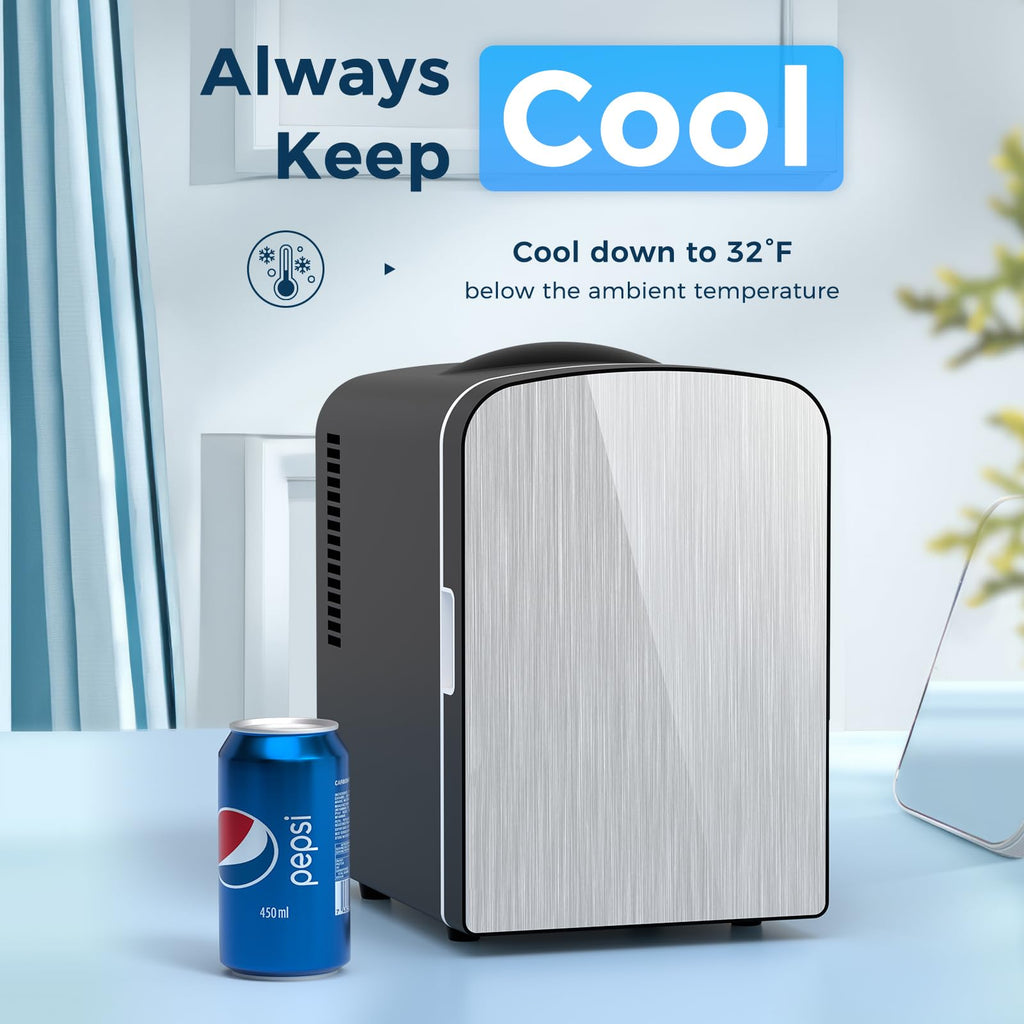 Antarctic Star Compact Refrigerator, Portable Mini Fridge, Skin Care 4L Capacity/6 Cans, for Bedroom, Car, Office & Dorm, Small Cooler for Cosmetics, Beverage and Food, White Jansha Store