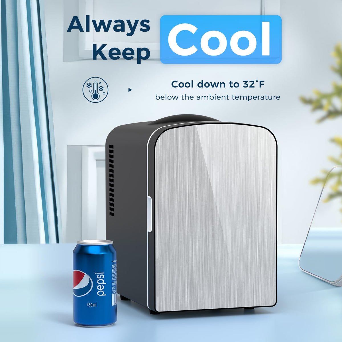 Antarctic Star Compact Refrigerator, Portable Mini Fridge, Skin Care 4L Capacity/6 Cans, for Bedroom, Car, Office & Dorm, Small Cooler for Cosmetics, Beverage and Food, White Jansha Store