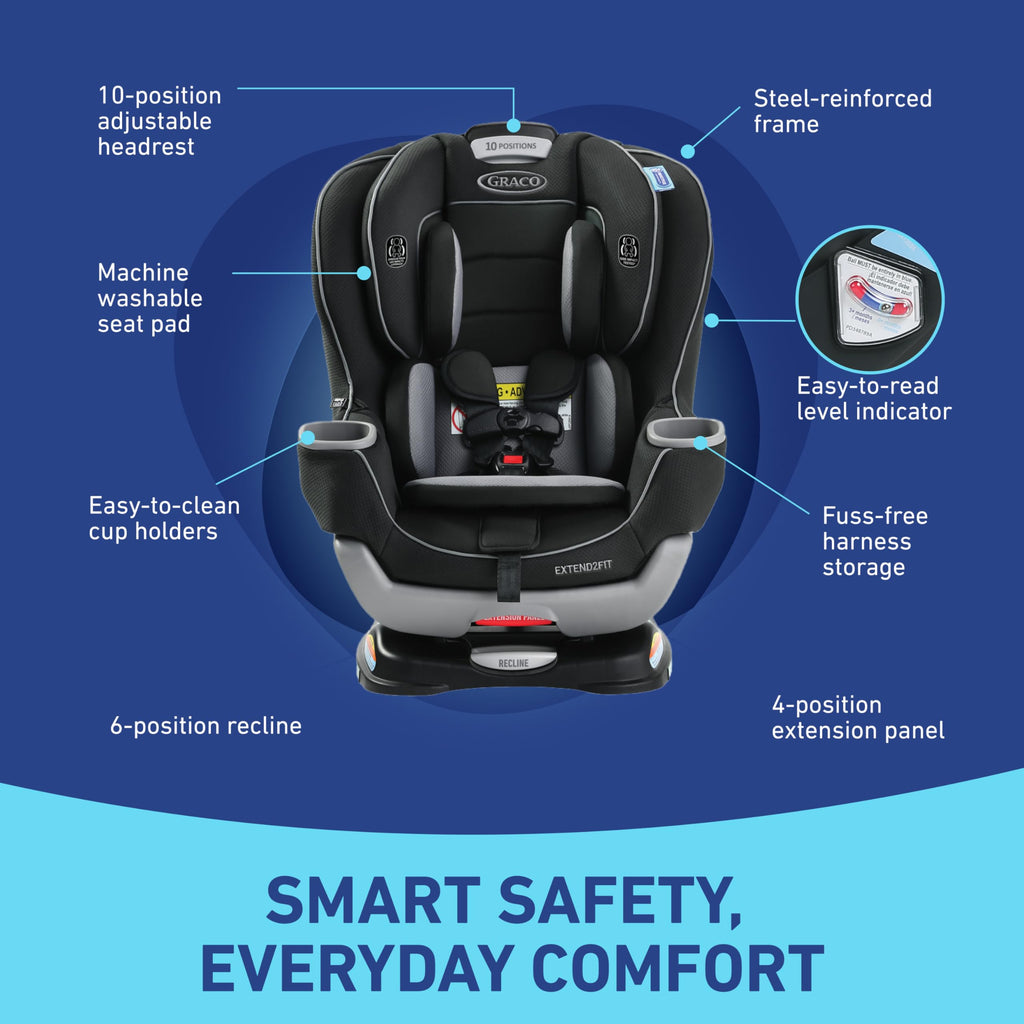 Graco Extend2Fit 2-in-1 Convertible Car Seat, Gotham Jansha Store
