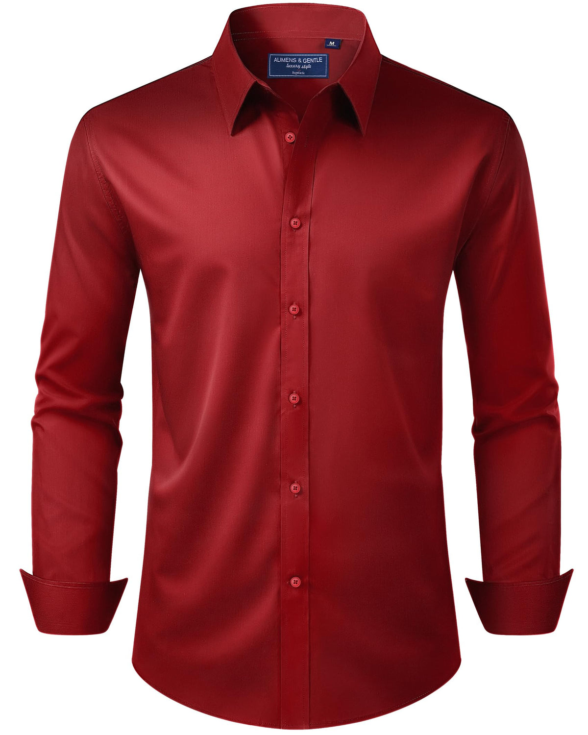 Alimens & Gentle Men's Dress Shirt Regular Fit Stretch Stain Shield Long Sleeve Solid Business Wedding Button Down Shirts Jansha Store