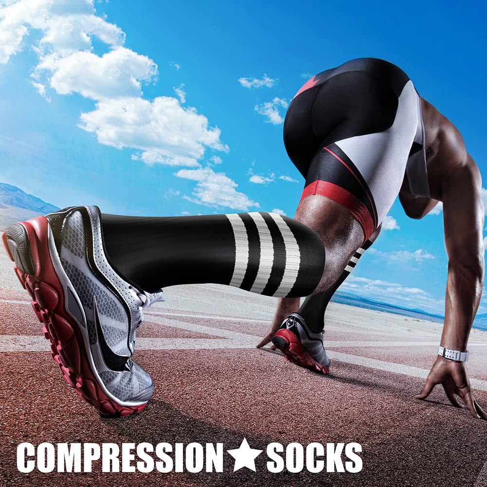 CHARMKING Compression Socks for Women & Men Circulation (3 Pairs) 15-20 mmHg is Best Support for Athletic Running Cycling Jansha Store