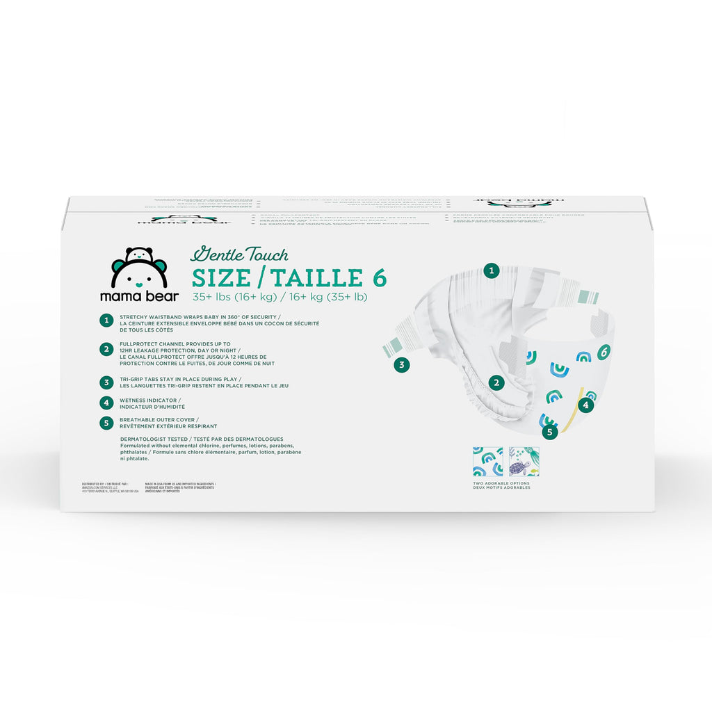 Amazon Brand - Mama Bear Gentle Touch Baby Diapers, Size 5, 27+ lb, Leak Protection, 12 Hours Protection, Wetness Indicator, Hypoallergenic, 132 Count (4 packs of 33) Jansha Store