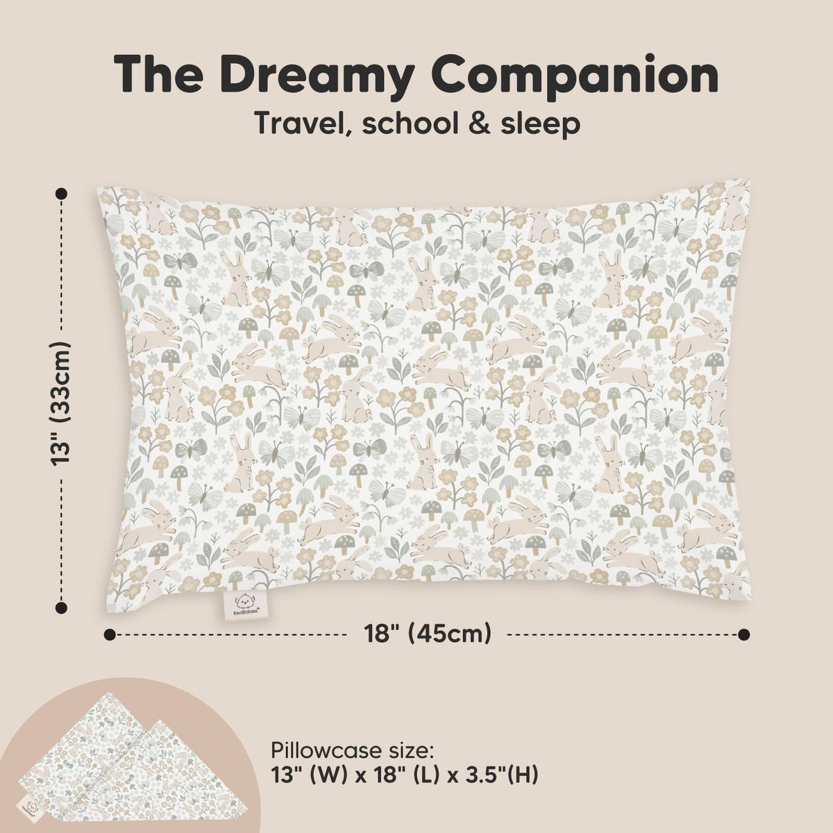 Toddler Pillow with Pillowcase, 13x18 My Little Dreamy Pillow (Flora Vale) Jansha Store