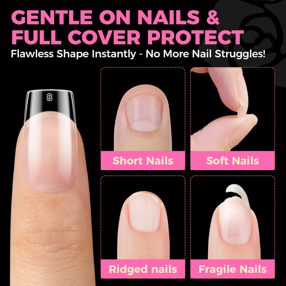 UNA GELLA Short Almond Nail Tips 504PCS Short Fake Nails Soft Press Ons Jansha Store