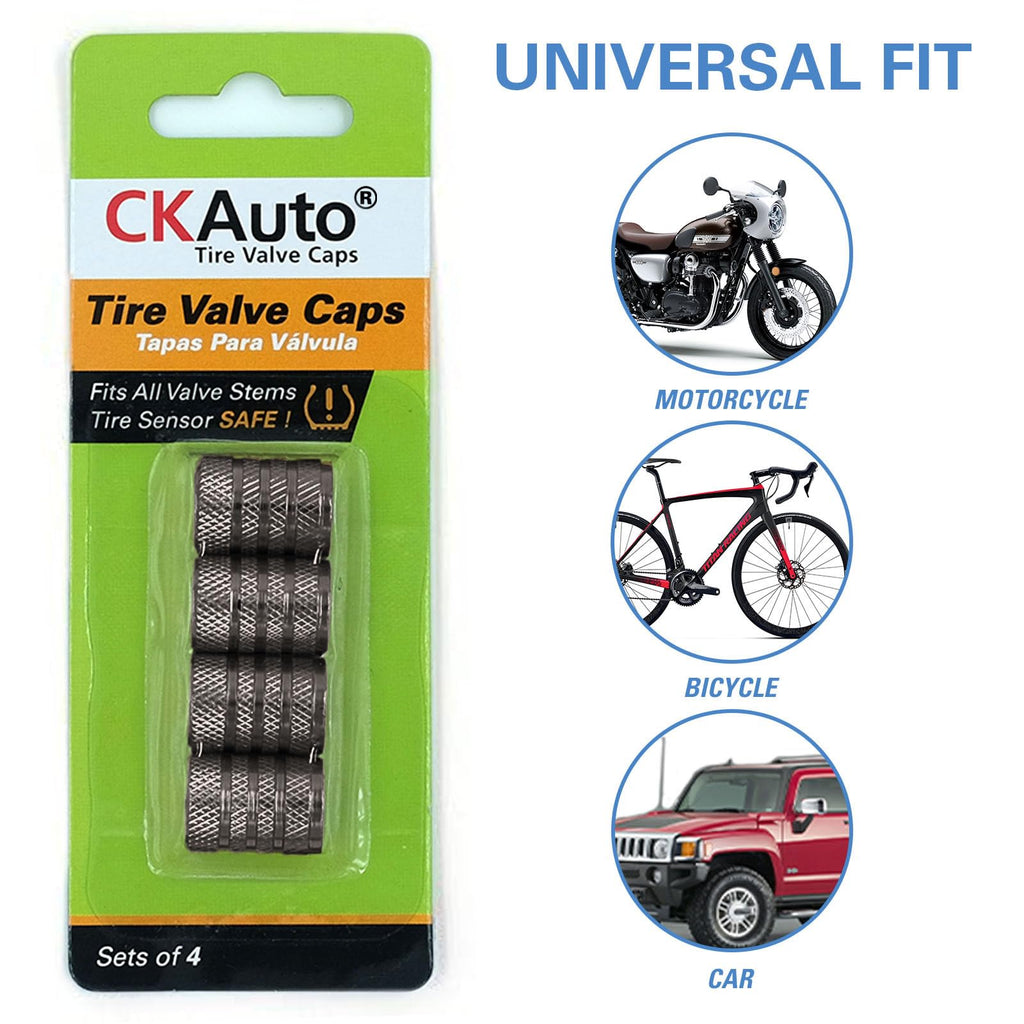 CKAuto Tire Valve Stem Caps, Aluminum Black, 4 pcs/Pack Jansha Store
