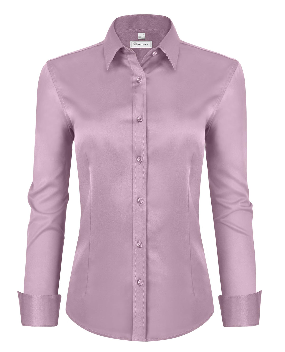 siliteelon Womens Classic-Fit Dress Shirts Long Sleeve Button Down Wrinkle-Free Stretch Solid Casual Work Office Blouse Top Jansha Store