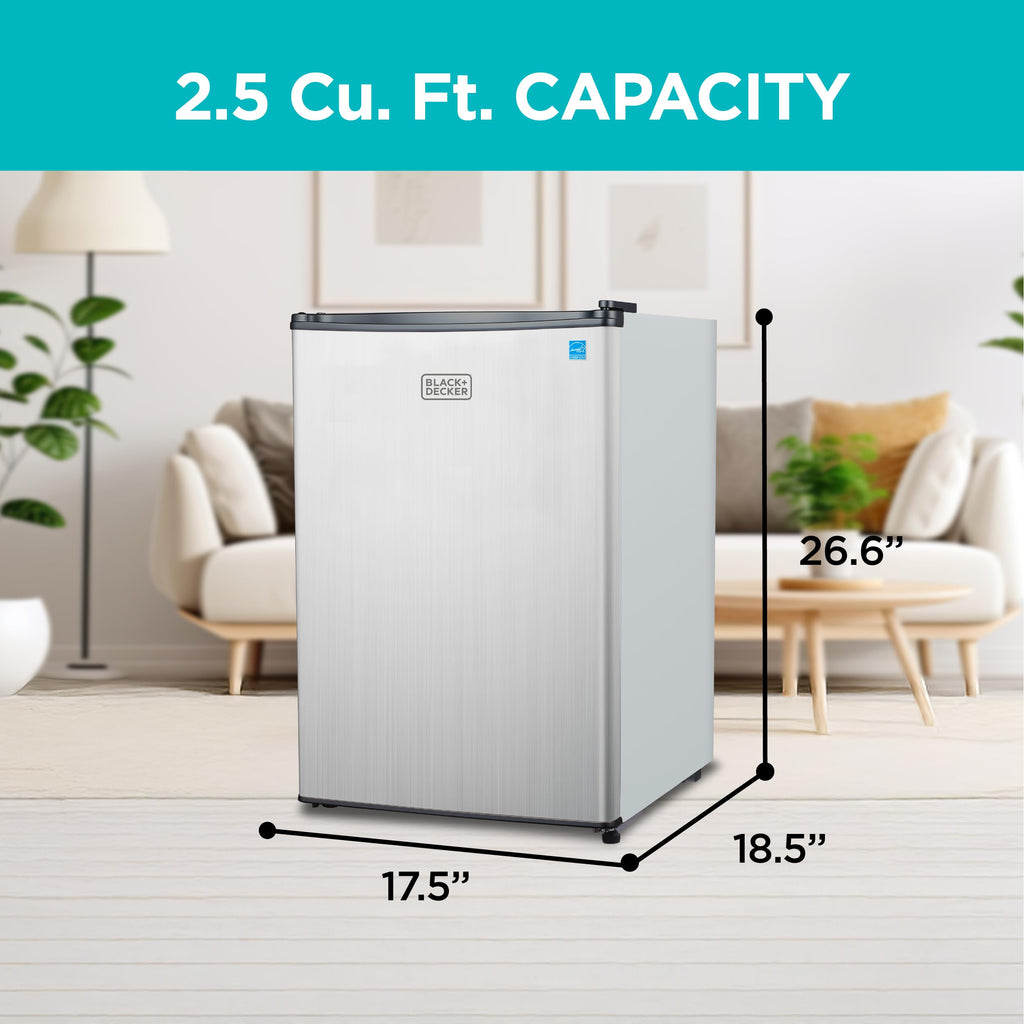 BLACK+DECKER 2.5 Cu. Ft. Compact Refrigerator, Energy Star, BCRK25B, Black Jansha Store