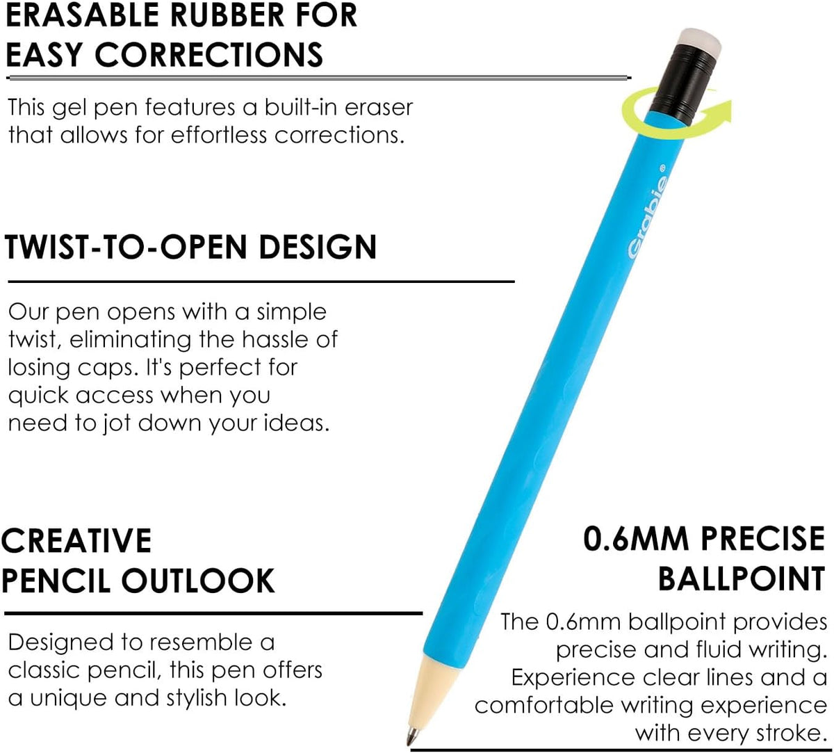 Grabie Erasable Gel Pens, 9 Medium Point 0.7 mm Pens, Classic Jansha Store