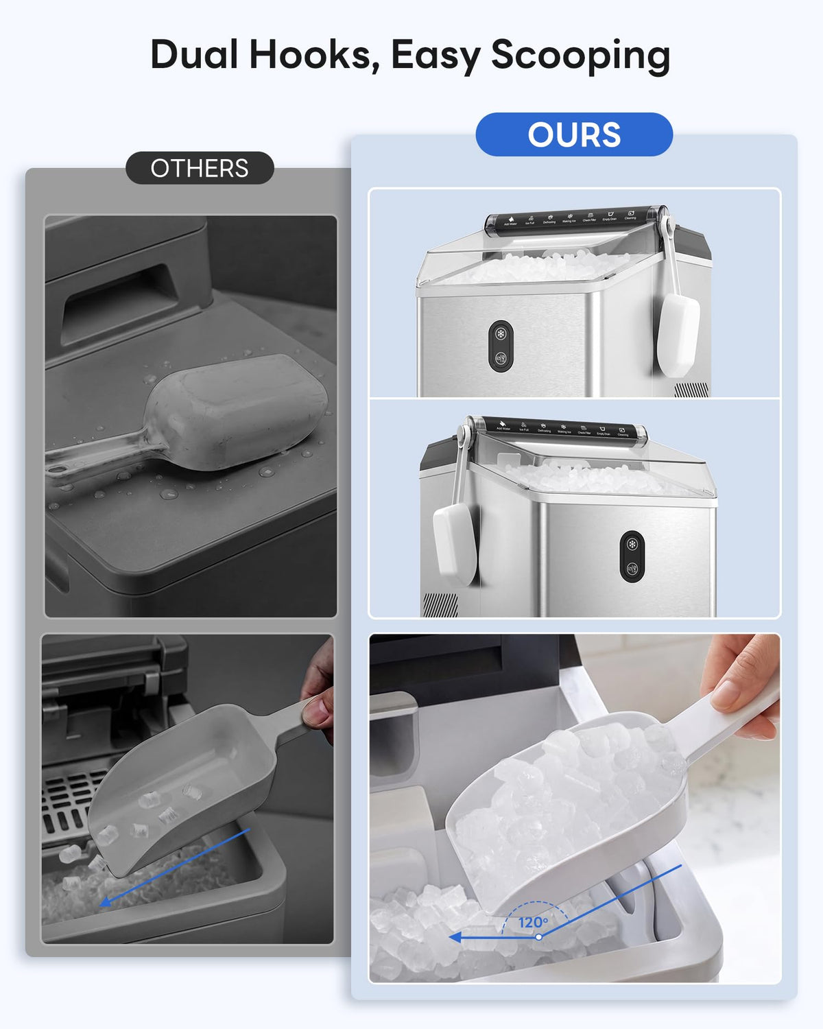 Nugget Ice Maker Countertop,55LBS/Day Ready in 4 Mins, Stainless Steel Jansha Store