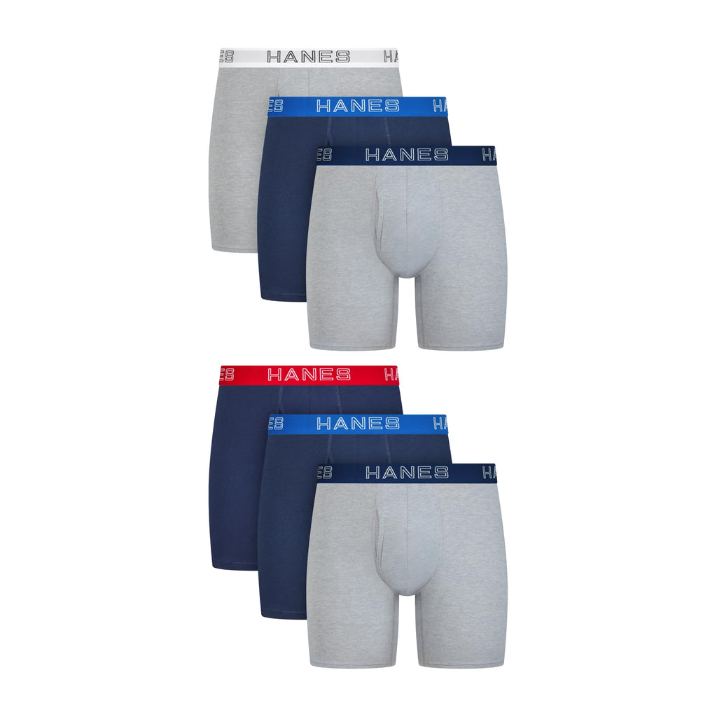 Hanes Men's Boxer Brief Underwear Pack, Stretch Cotton Boxer Briefs for Men, Moisture-wicking, 6-pack Jansha Store