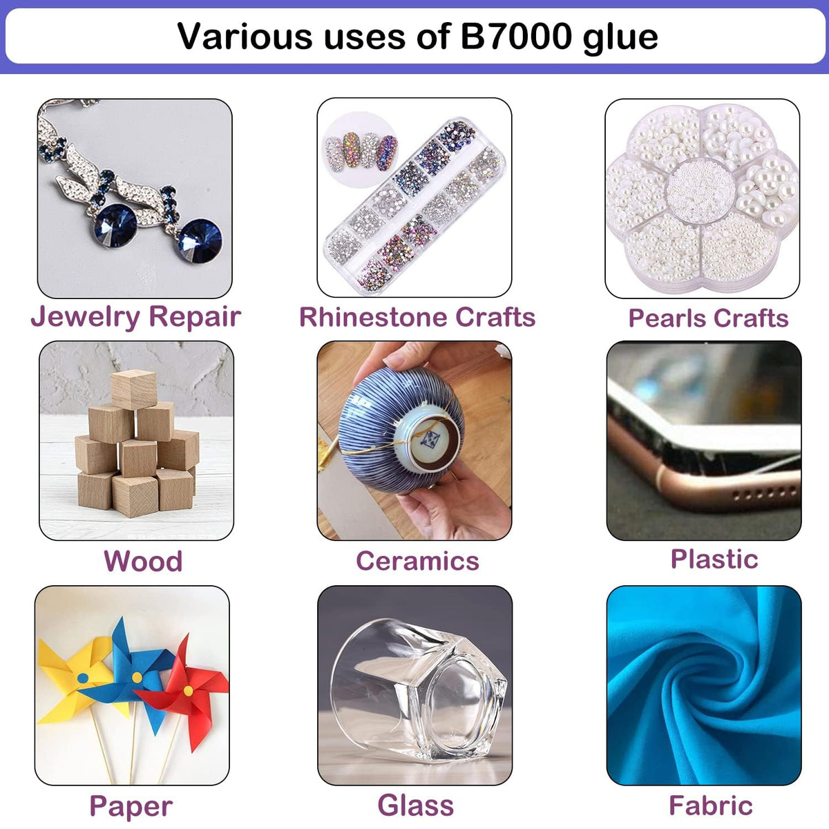 B7000 Jewelry Glue for Making, FITTDYHE 1PCS 50ML/1.69 fl oz Clear Adhesive for Rhinestone, Fabric, Multipurpose Super B-7000 for Phone Repair, Nail Art, Wood, Glass, Charms Jansha Store