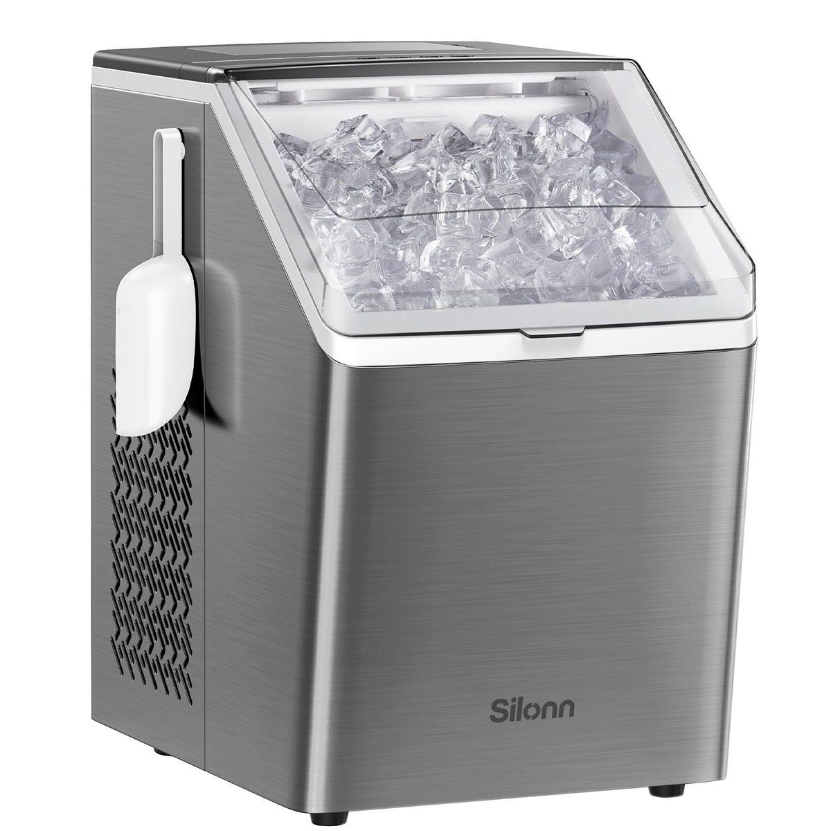 Silonn Countertop Ice Maker, Ice Makers Countertop with 2.5L Expandable Ice Basket & 1.8L Water Tank, 26Lbs/24H, 9 Bullet Ice in 6 Mins, Self-Cleaning, 2 Ice Sizes for Home Kitchen Jansha Store