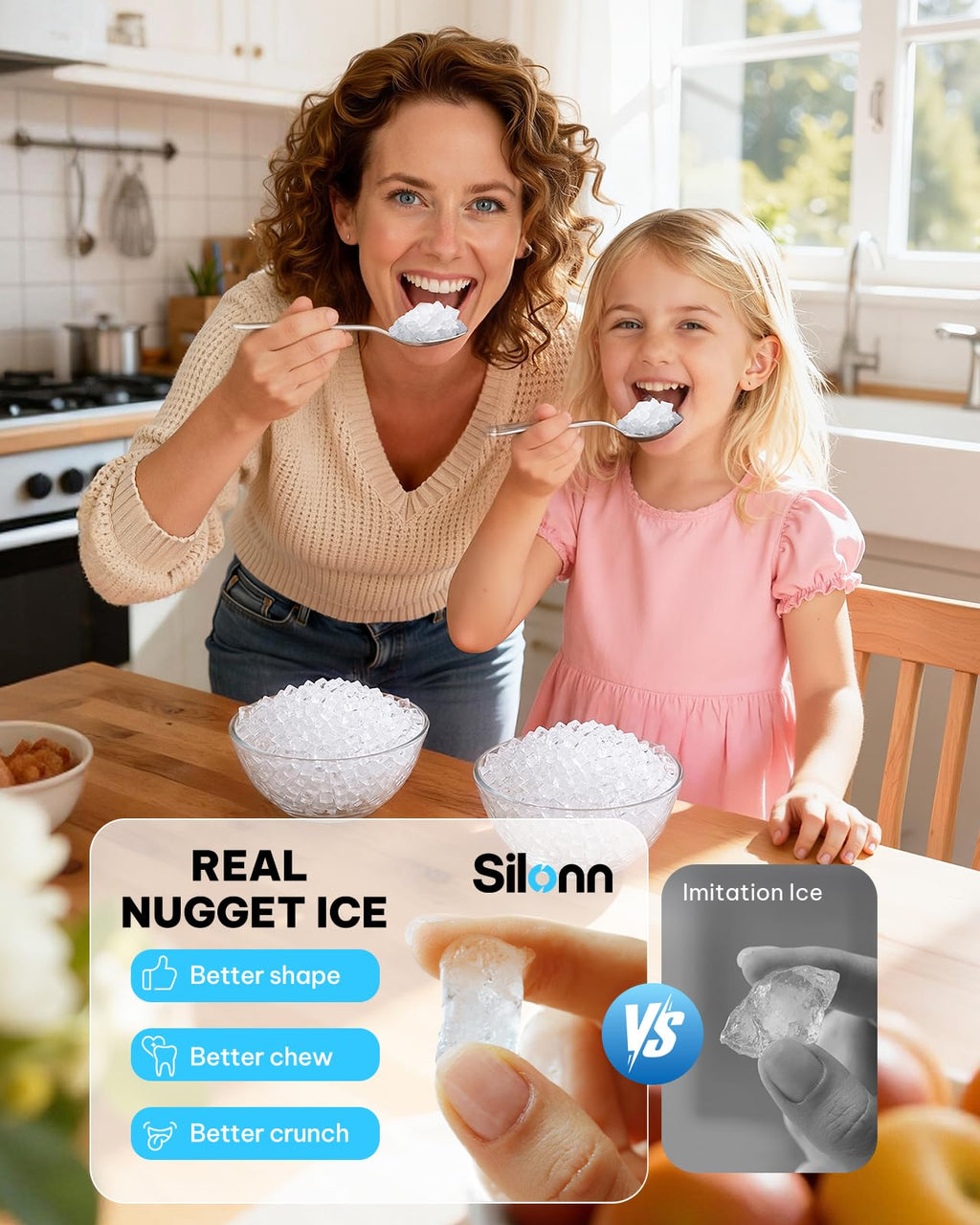 Silonn Ice Maker Countertop, 8 Bullet Ice Cubes in 6 Mins, 26.5 Lbs per Day, 2 Size Options, Self-Cleaning & Portable for Kitchen, Office, Party, RV Camping Jansha Store