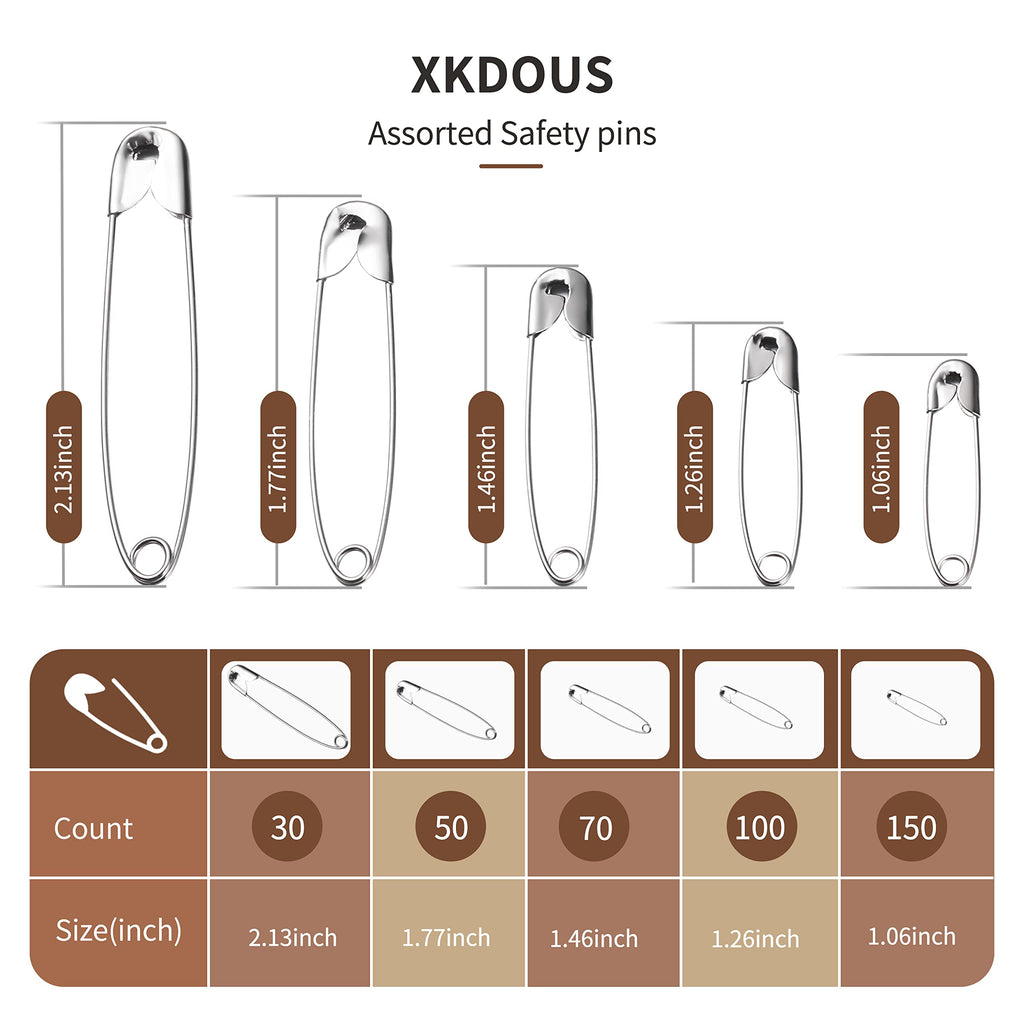 XKDOUS 3 Inch Large Safety Pins 100 pcs Silver Pins Bulk Jansha Store