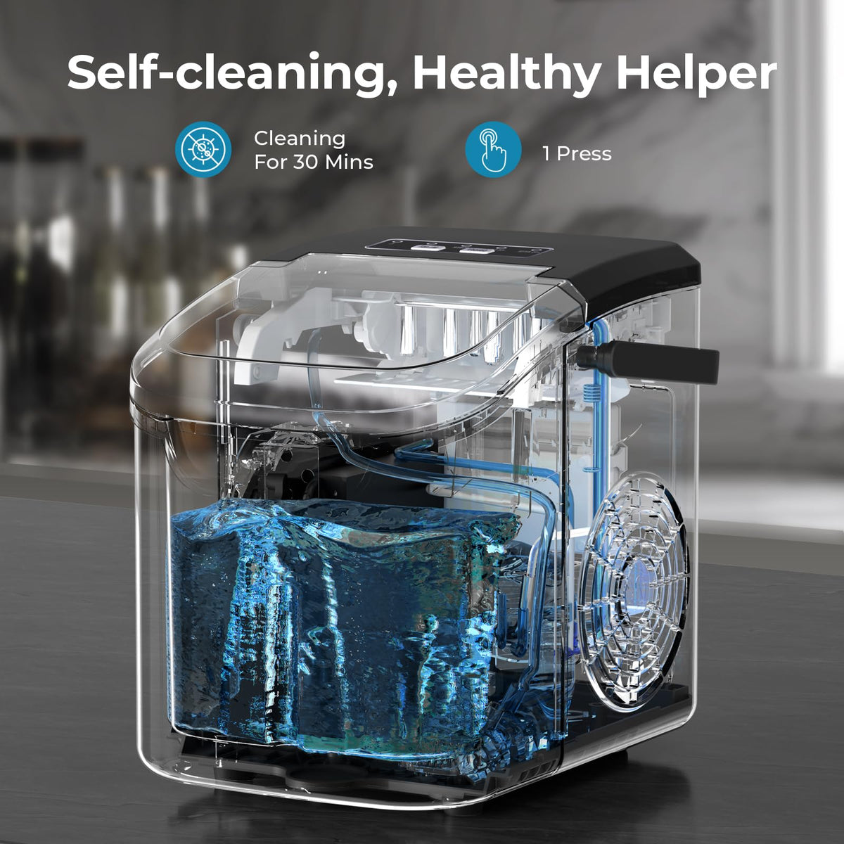 Antarctic Star Countertop Ice Maker Machine, 26Lbs/Day Fastest 6‑Min Ice Jansha Store