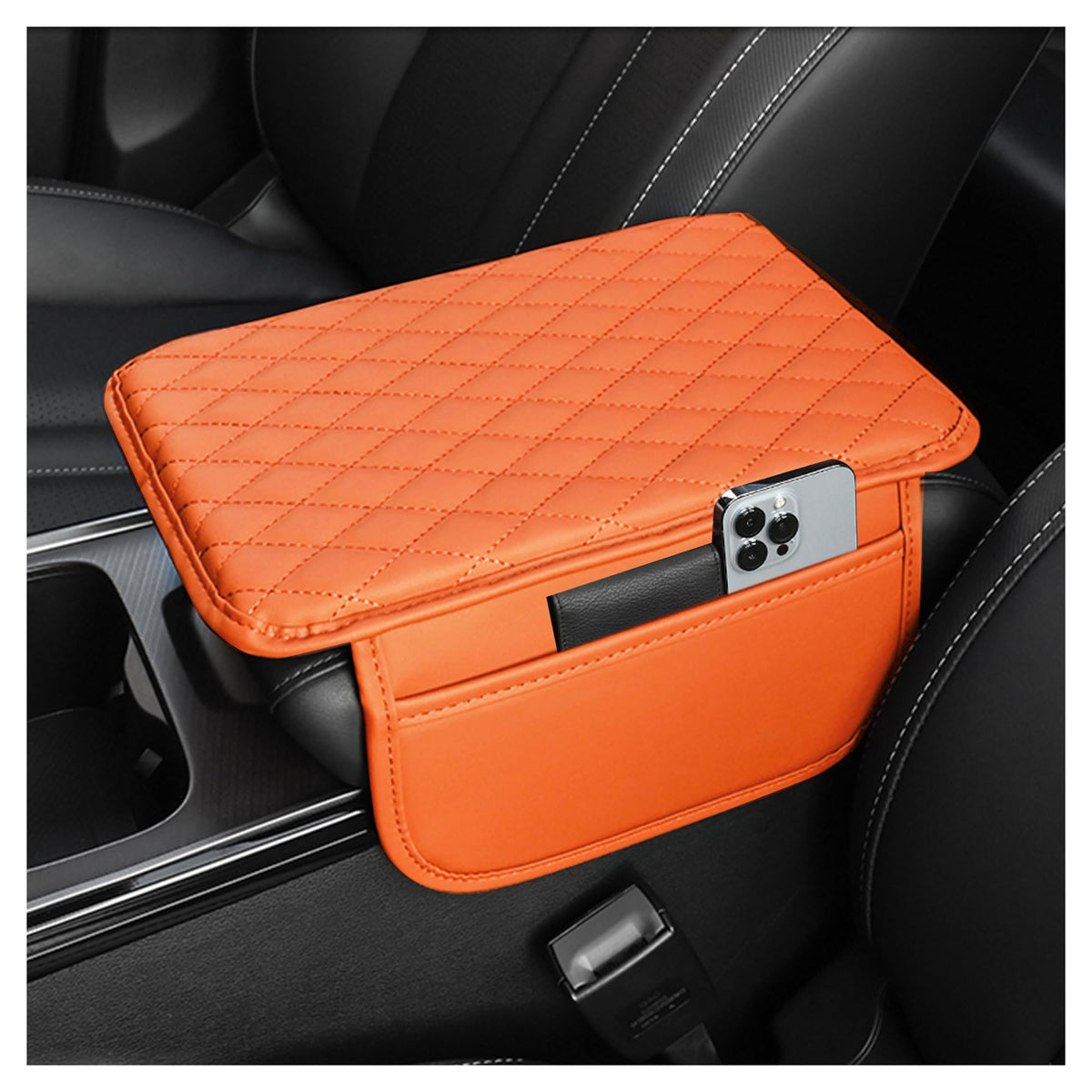 Stacool Upgraded Car Center Console Cover,Microfiber Leather Car Armrest Cover Cushion with 2 Storage Bags,Universal Car Armrest Storage Box (Brown) Jansha Store