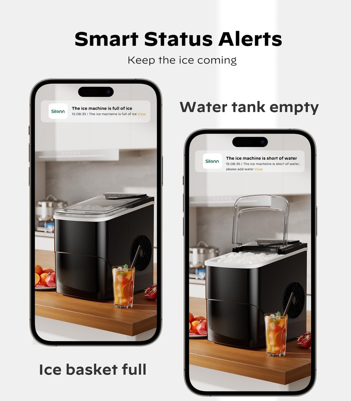 Silonn Ice Maker Countertop, 9 Cubes Ready in 6 Mins, 26lbs in 24Hrs, Self-Cleaning Ice Machine with Ice Scoop and Basket, 2 Sizes of Bullet Ice for Home Kitchen Office Bar Party Jansha Store