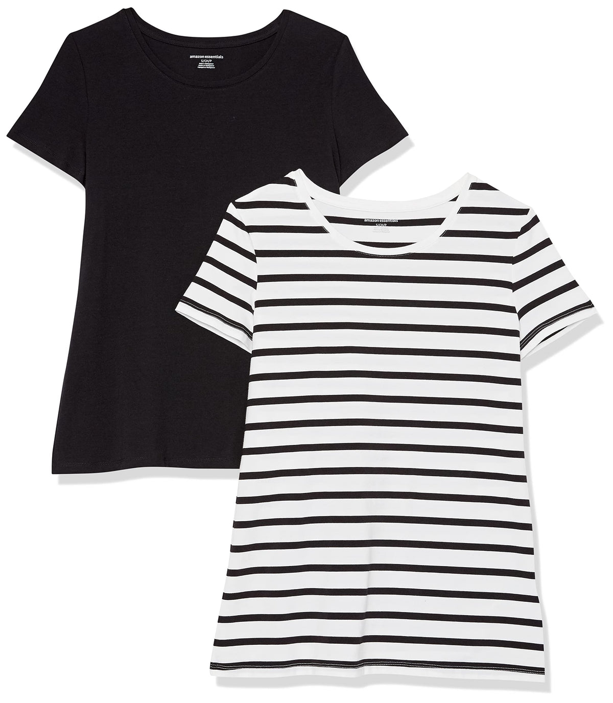 Amazon Essentials Women's Regular-Fit Short-Sleeve T-Shirt (V-Neck or Crewneck), Cotton Modal Blend, Pack of 2 Jansha Store