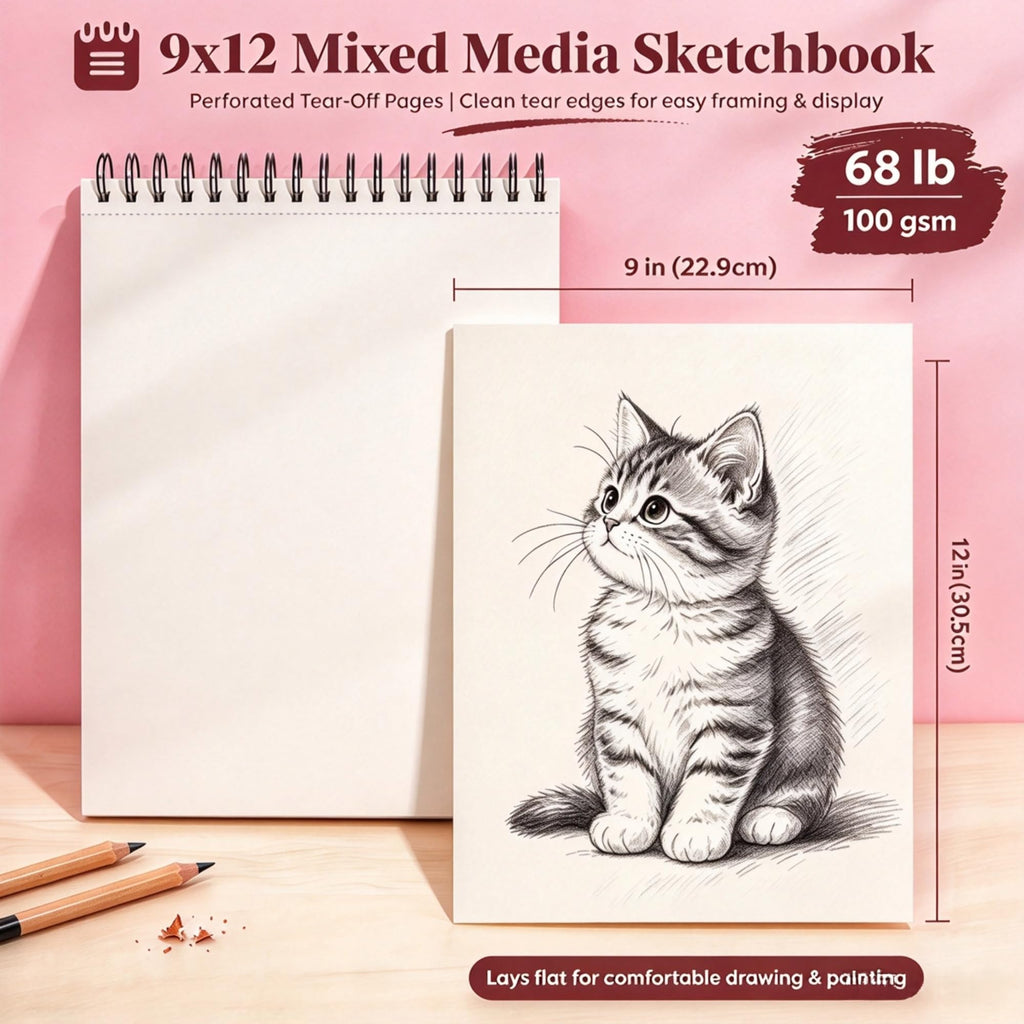 Soucolor Sketch Book 9" x 12", 100 Sheets Kids Art Sketchbook Drawing Pad Jansha Store