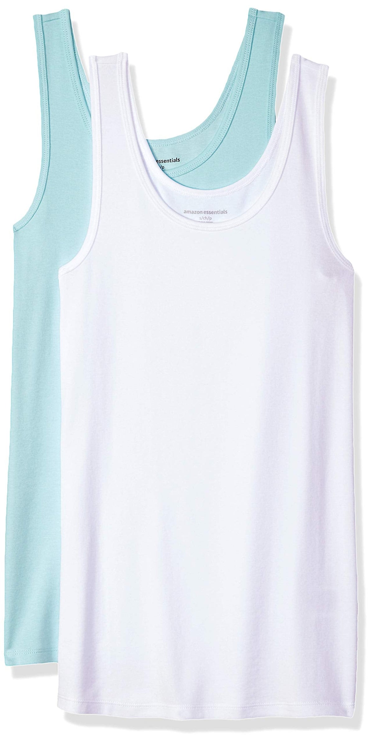 Amazon Essentials Women's Slim-Fit Ribbed Scoop Neck Tank Tops, Pack of 2 Jansha Store