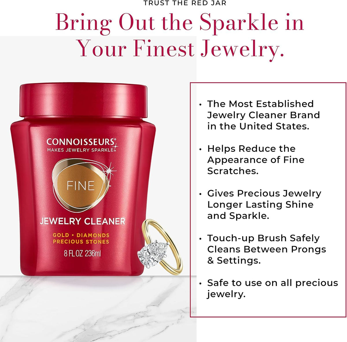 CONNOISSEURS Premium Edition Jewelry Cleaner, Value Size 9.6oz - Pick from Fine, Silver or Delicate Jewelry Cleaner Jansha Store