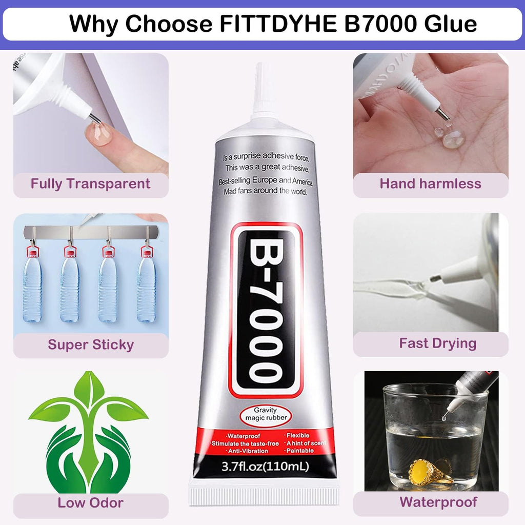 B7000 Jewelry Glue for Making, FITTDYHE 1PCS 50ML/1.69 fl oz Clear Adhesive for Rhinestone, Fabric, Multipurpose Super B-7000 for Phone Repair, Nail Art, Wood, Glass, Charms Jansha Store