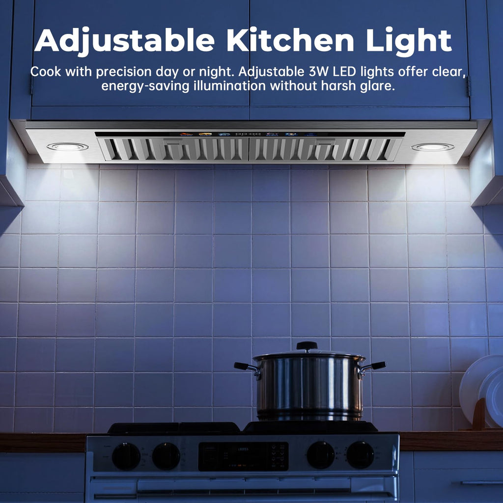 Range Hood Insert 30 inch,Stainless Steel Kitchen Vent Hood 600CFM,Built-in Kitchen Stove Hood w/Front Button Controls and Front LED Lights,Baffle Filters,Ducted/ductless Convertible Duct Jansha Store
