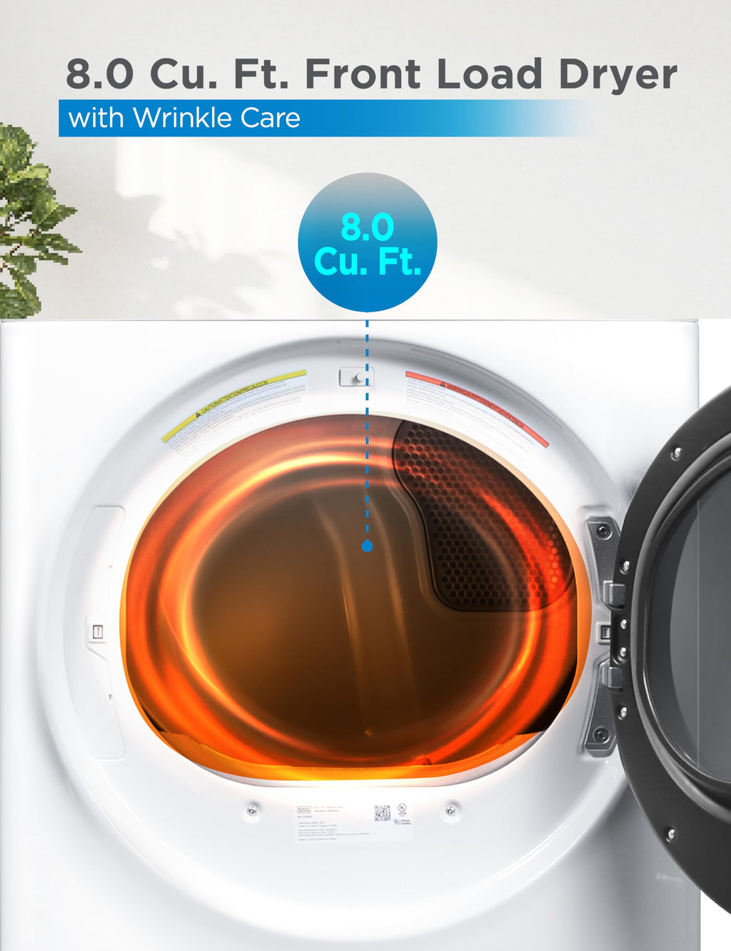 BLACK+DECKER 2.65 Cu. Ft. Portable Dryer, 8.8 lb. Capacity, BCED26, White Jansha Store