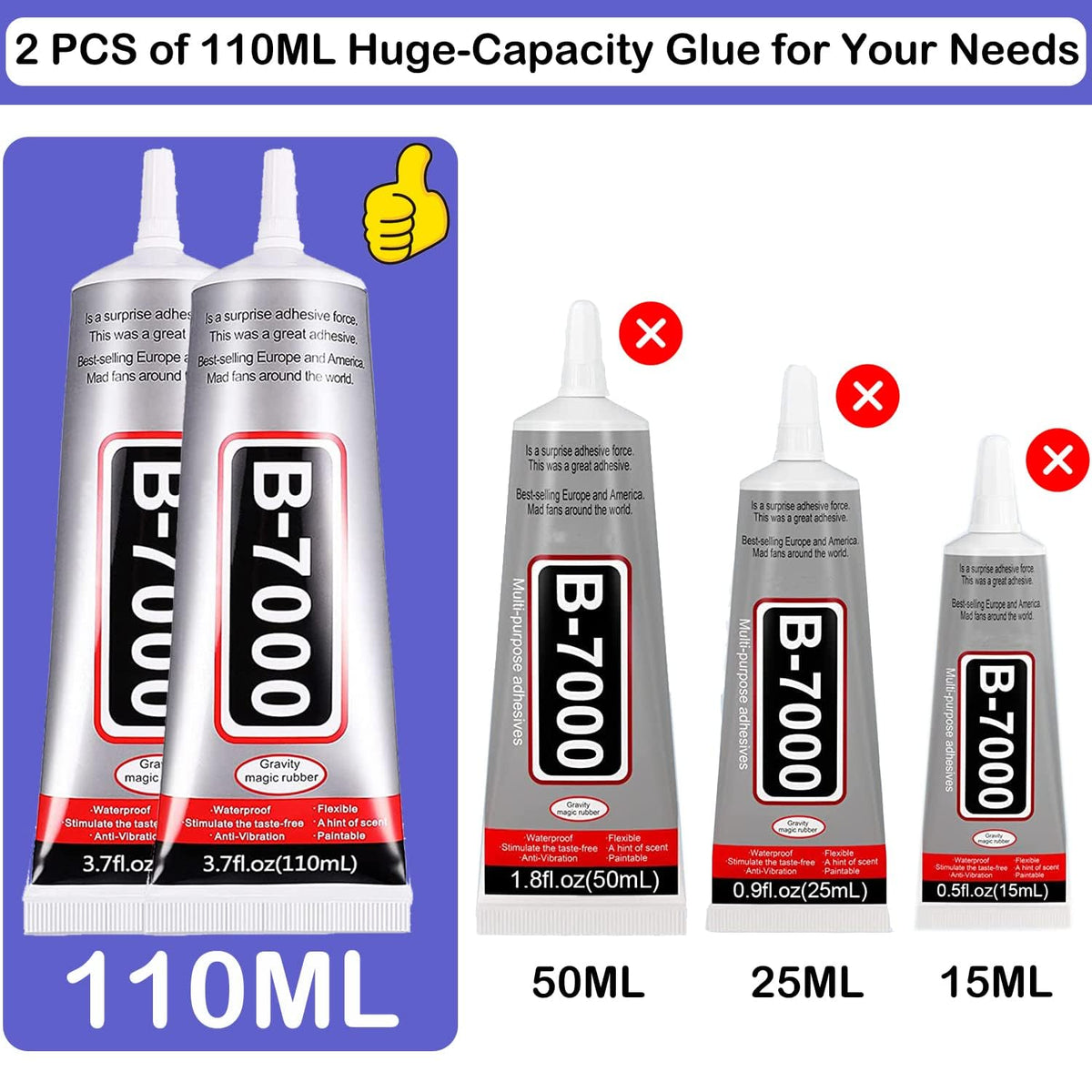 B7000 Jewelry Glue for Making, FITTDYHE 1PCS 50ML/1.69 fl oz Clear Adhesive for Rhinestone, Fabric, Multipurpose Super B-7000 for Phone Repair, Nail Art, Wood, Glass, Charms Jansha Store