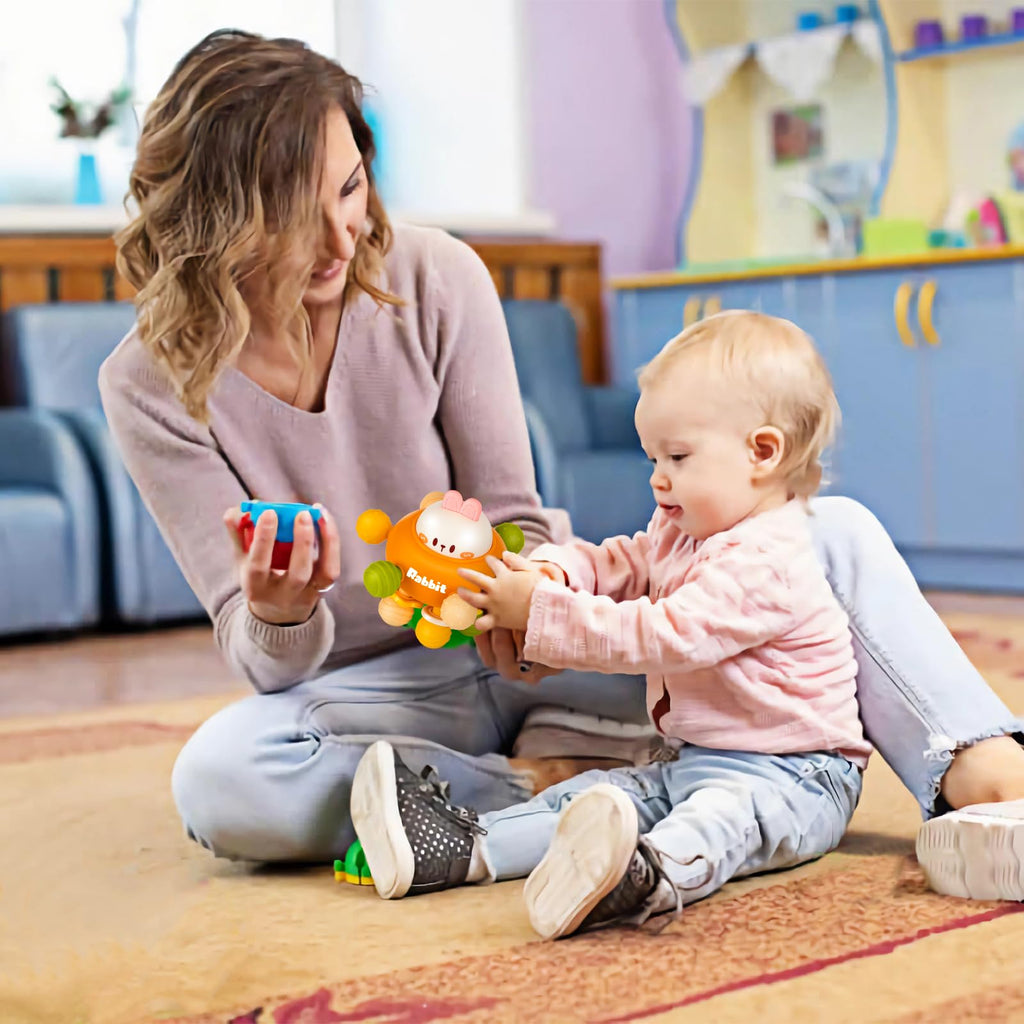 Baby Montessori Sensory Teething Toy 0-6 6-12 Months, Teether Ball & Rattle Jansha Store