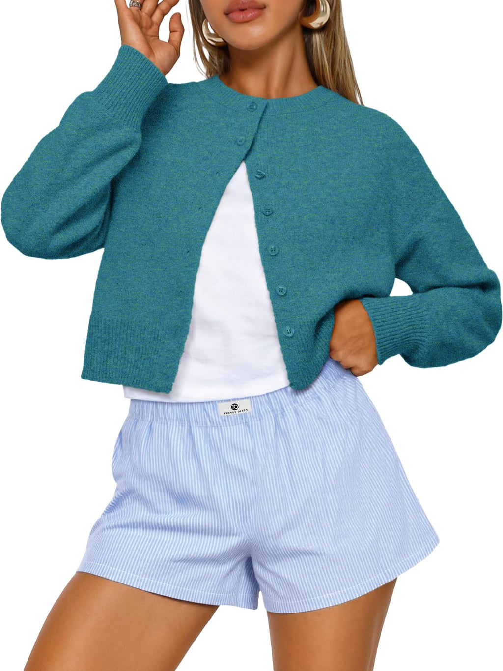Trendy Queen Cropped Cardigan Sweaters for Women Fall Fashion Clothes 2026 Jansha Store