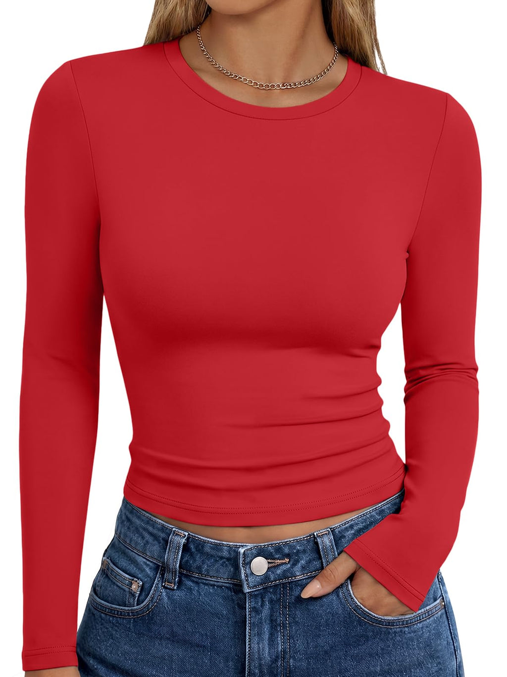 Trendy Queen Womens Long Sleeve T Shirts Fall Fashion Basic Y2K Tops 2026 Jansha Store