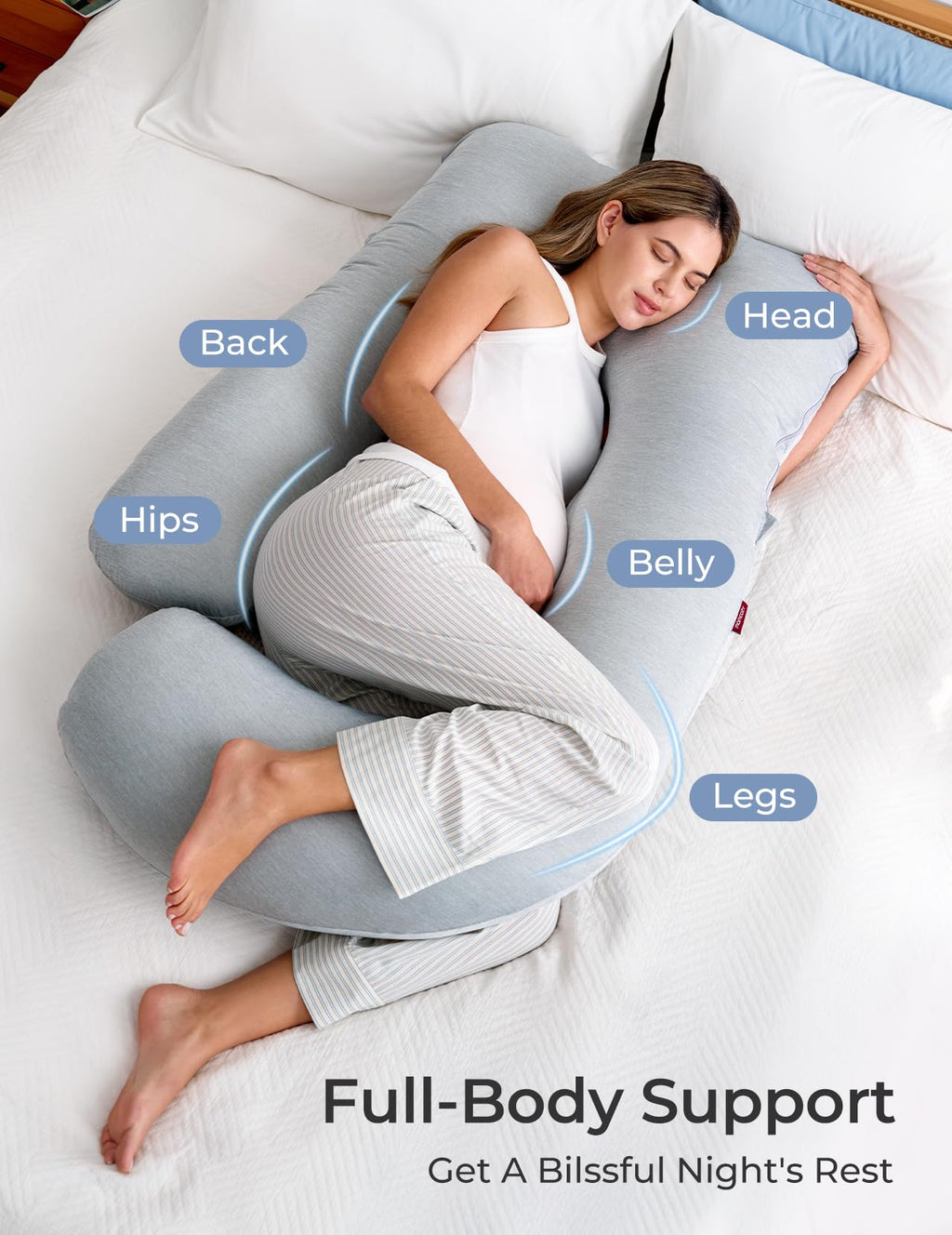 Momcozy Pregnancy Pillow for Sleeping - U Shaped Full Body Maternity Pillow Jansha Store