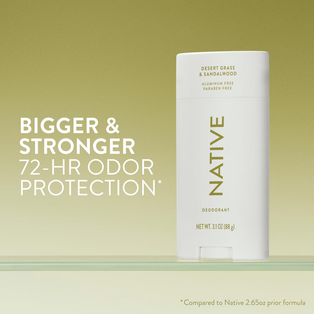 Native Aluminum Free Deodorant, Vanilla & Sandalwood, Large Size Stick, 72 Hour Odor Control, for Women & Men, Contains Naturally Derived Ingredients, 3.1 oz Jansha Store
