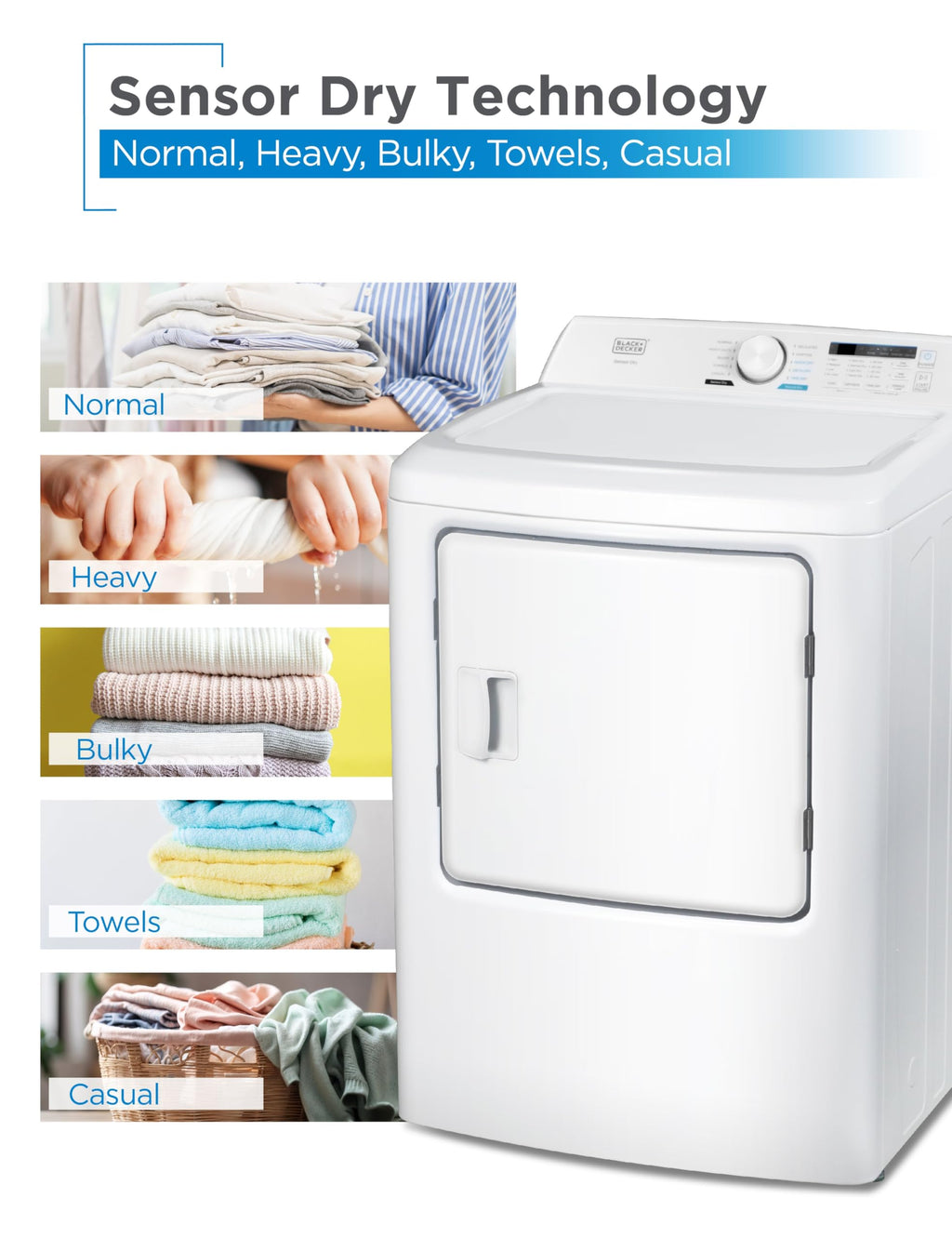 BLACK+DECKER 2.65 Cu. Ft. Portable Dryer, 8.8 lb. Capacity, BCED26, White Jansha Store