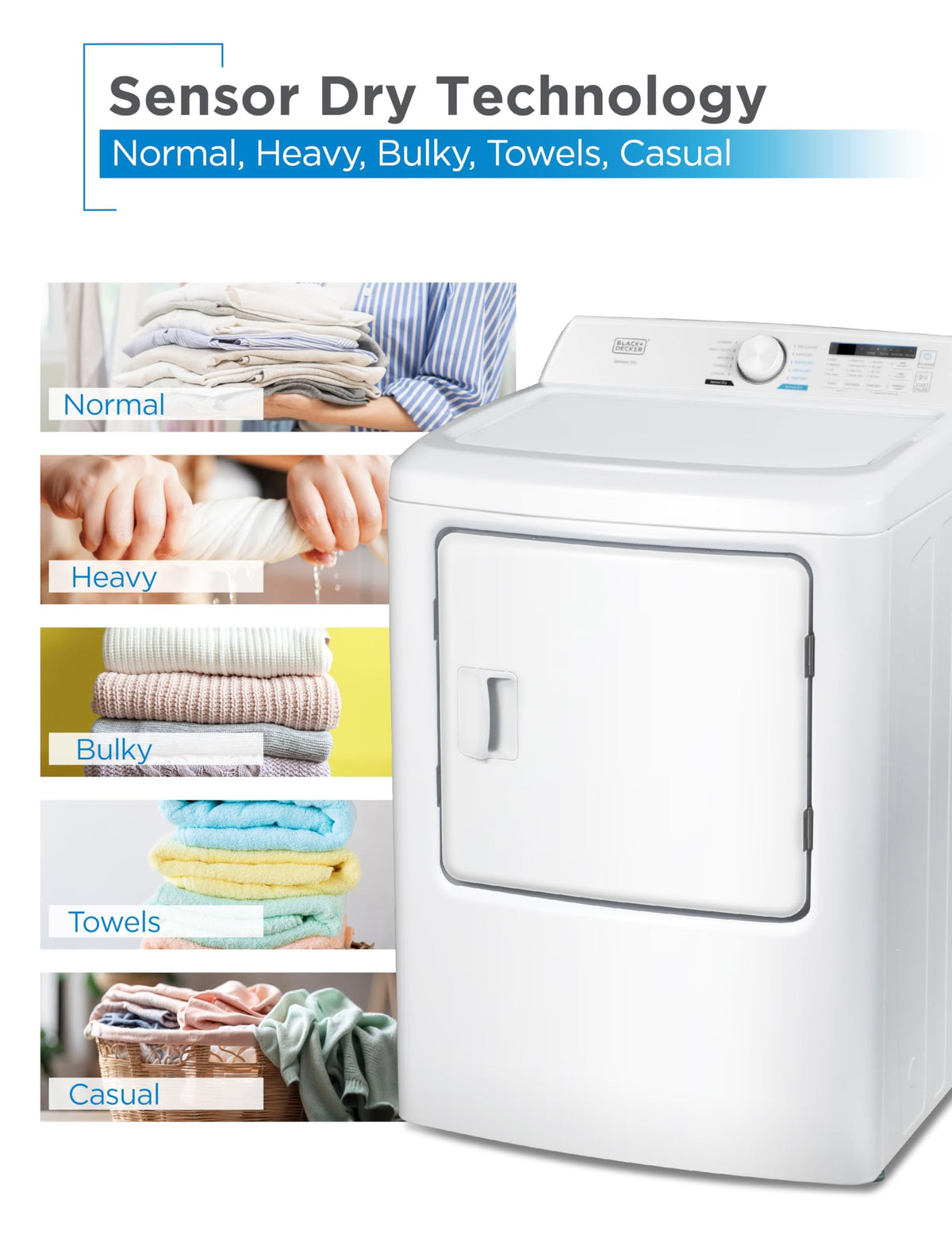 BLACK+DECKER 2.65 Cu. Ft. Portable Dryer, 8.8 lb. Capacity, BCED26, White Jansha Store