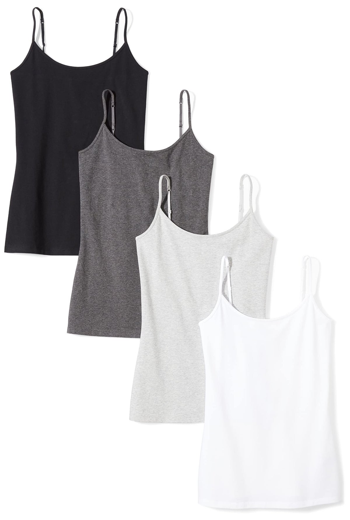 Amazon Essentials Women's Slim-Fit Camisole for Layering and Everyday Wear, Pack of 4 Jansha Store