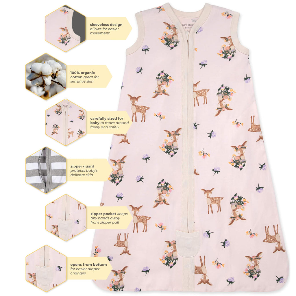 Burt's Bees Baby Infant Wearable Blanket, Organic Cotton Unisex Beekeeper - Light Weight 0.5 TOG or Medium Weight 1.5 TOG Jansha Store