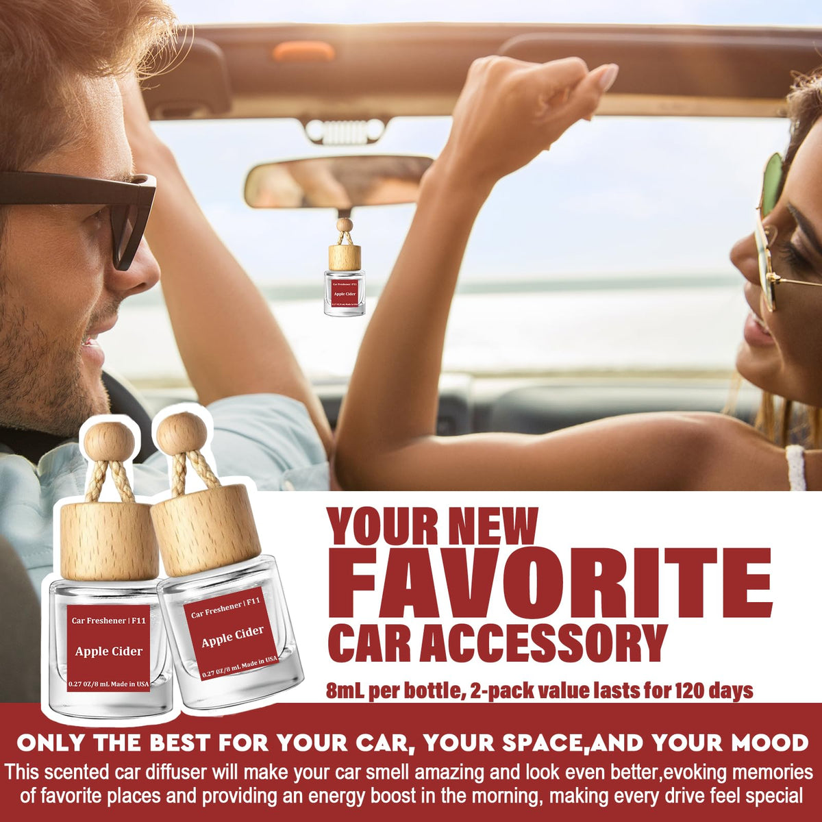 HoogaLife Car Air Freshener Diffuser 2 Pack Hanging Air Freshener Diffuser - Vanilla Cream Fragrance Oil Air D iffuser for Car, 45+ days Long Lasting Fragrance Made in USA C ar Air Fresheners (V54) Jansha Store