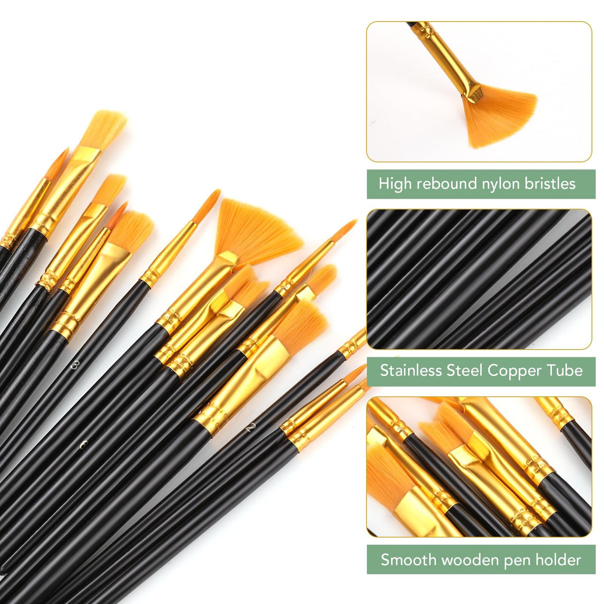 AROIC 10 Pcs Paint Brushes, Acrylic Oil Watercolor Painting Brush Set Jansha Store