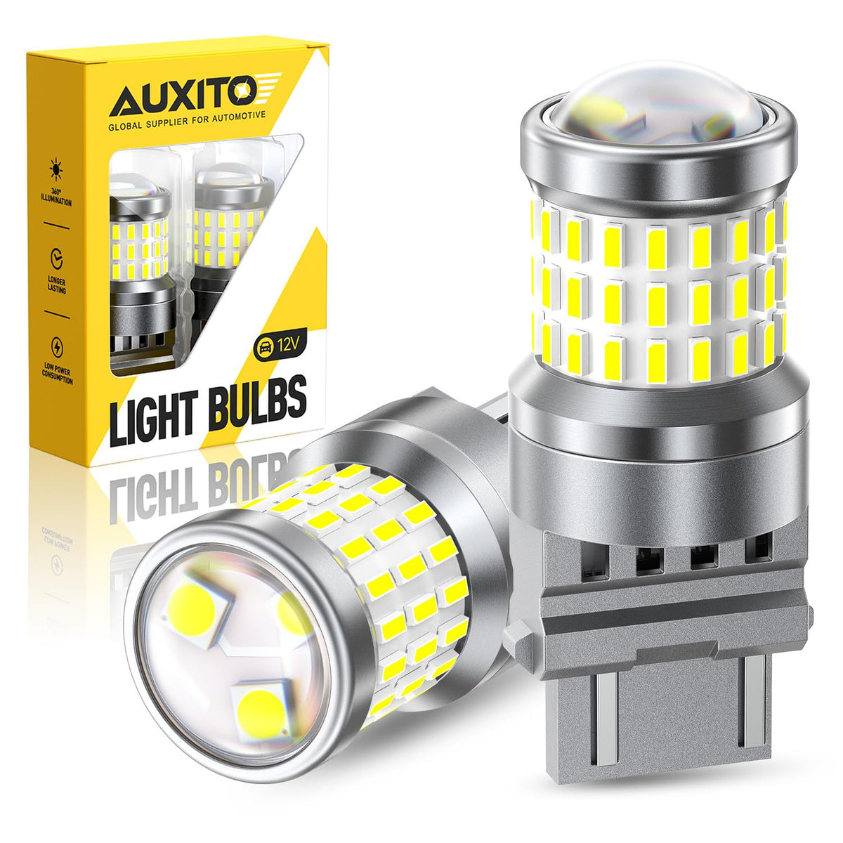AUXITO 194 LED Bulbs for License Plate Light 168 175 2825 W5W T10 24-SMD 3014 Chipsets 6000K White for Car Dome Door Map Dash Courtesy Cargo License Plate Lights, Pack of 2 Jansha Store