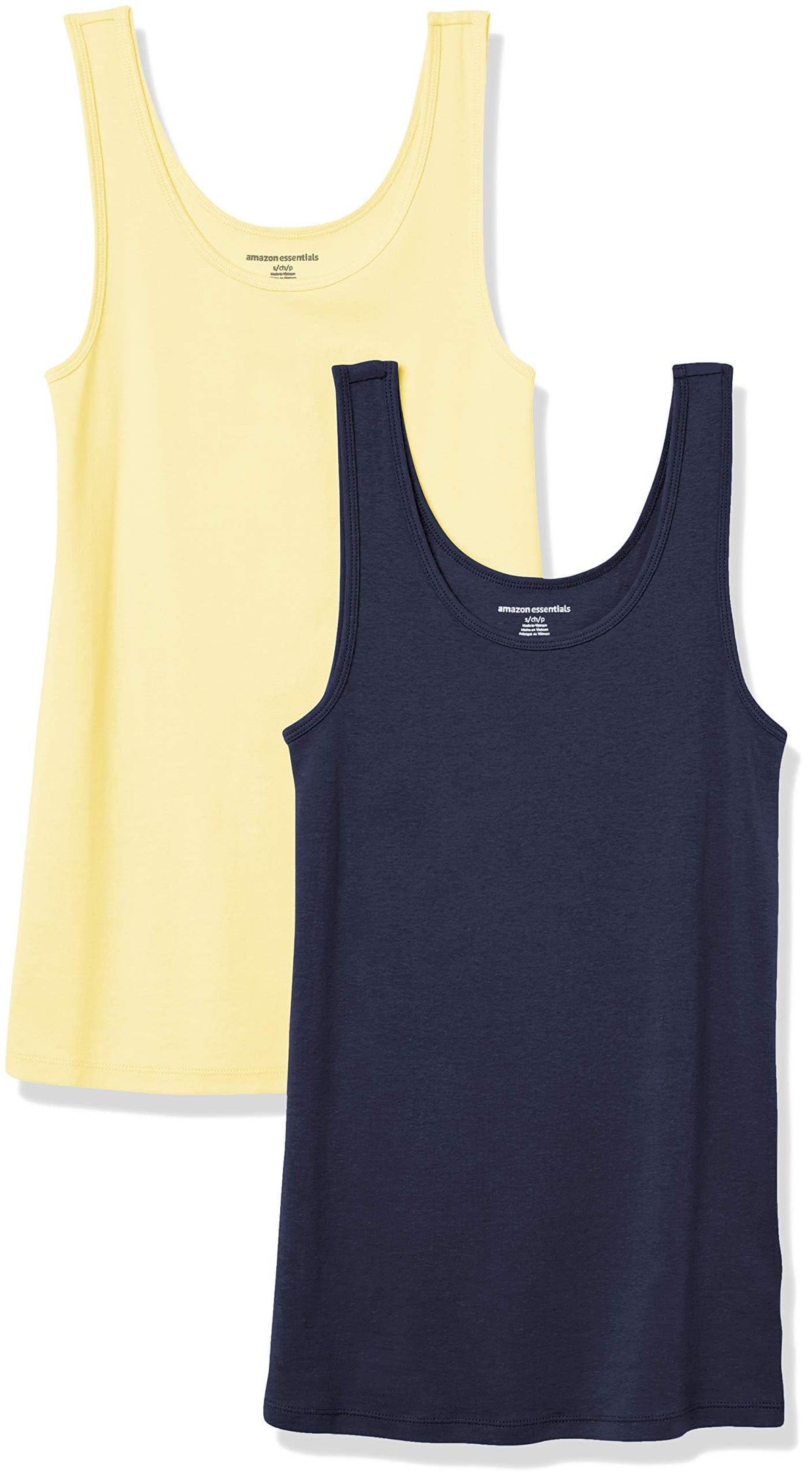 Amazon Essentials Women's Slim-Fit Ribbed Scoop Neck Tank Tops, Pack of 2 Jansha Store