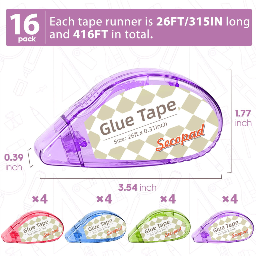 Secopad Scrapbook Tape, Glue Tape for Crafts, 12 Pack, Clear Colored Shell Jansha Store