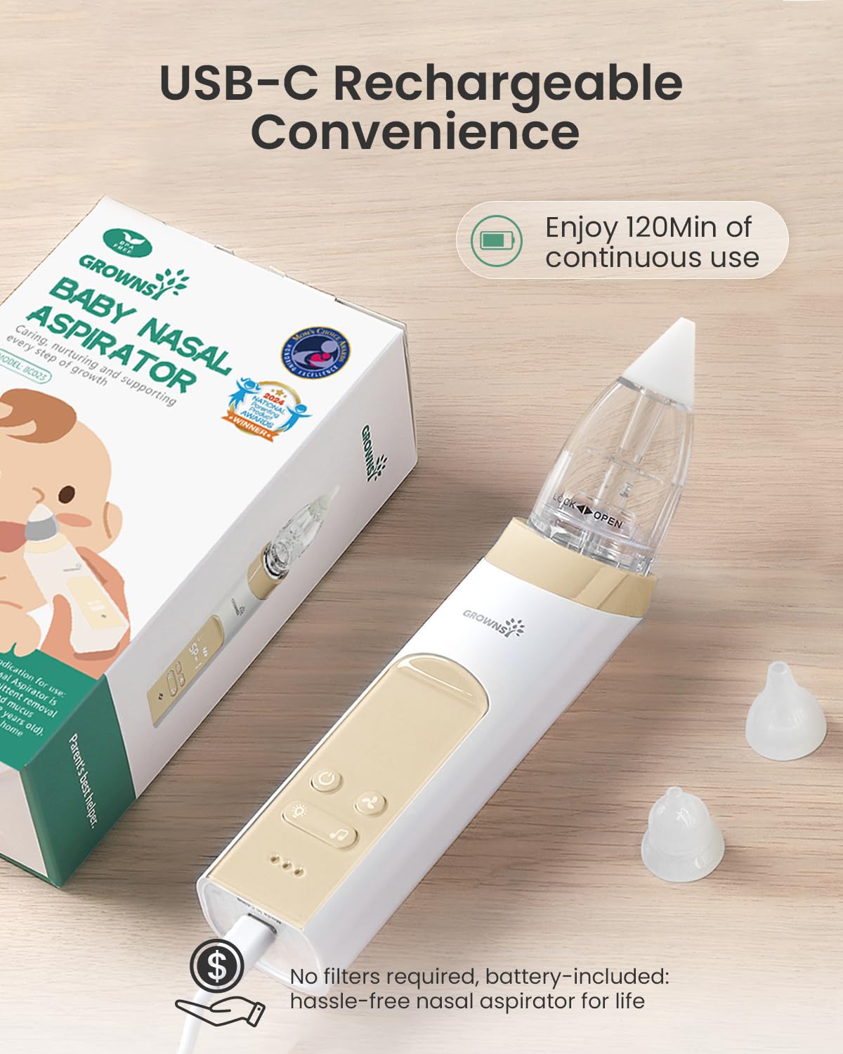 GROWNSY Baby Nasal Aspirator, Electric Nose Sucker, Powerful Suction,Grey Jansha Store