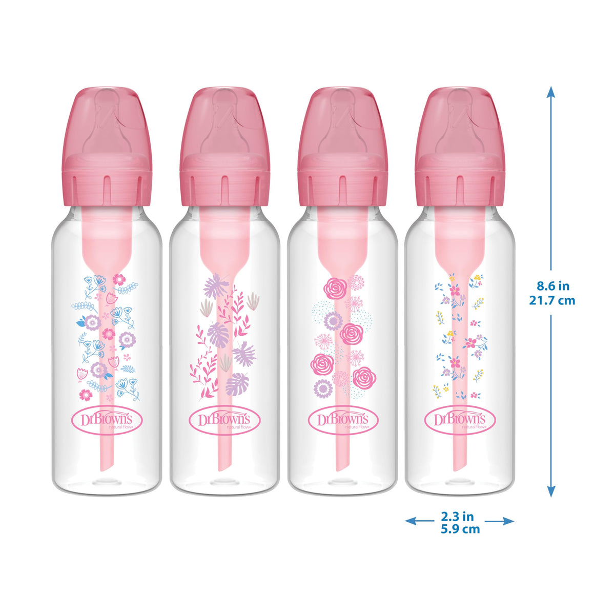 Dr. Brown's Anti-Colic Options+ Narrow Baby Bottle, Clear, 4 oz, 4-Pack Jansha Store