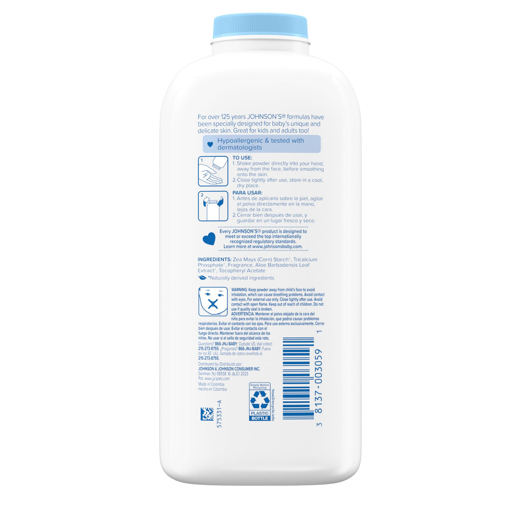 Johnson's Baby Powder, Naturally Derived Cornstarch, Hypoallergenic, 9 oz Jansha Store