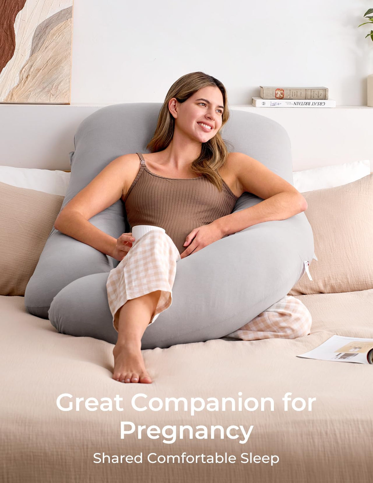 Momcozy Pregnancy Pillow for Sleeping - U Shaped Full Body Maternity Pillow Jansha Store
